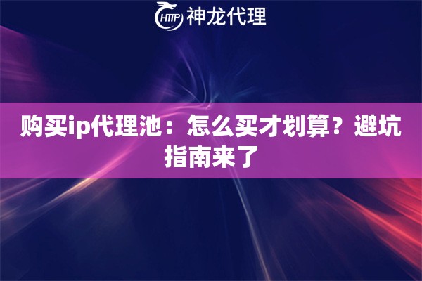 购买ip代理池：怎么买才划算？避坑指南来了