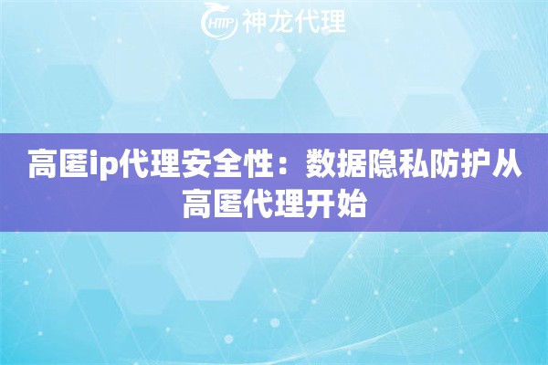 高匿ip代理安全性：数据隐私防护从高匿代理开始