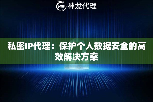 私密IP代理:保护个人数据安全的高效解决方案 私密IP代理:保护个人数据安全的高效解决方案