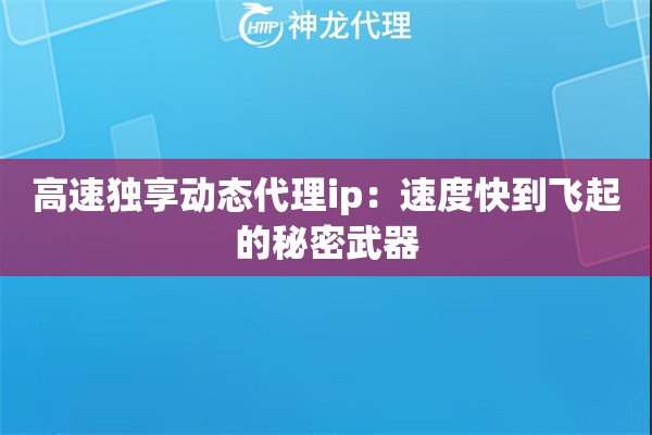 高速独享动态代理ip:速度快到飞起的秘密武器 高速独享动态代理ip:速度快到飞起的秘密武器