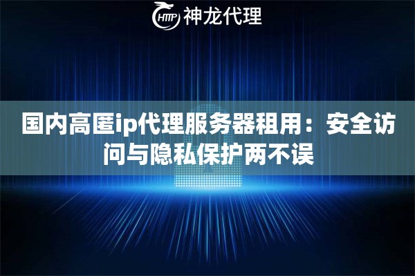 国内高匿ip代理服务器租用:安全访问与隐私保护两不误 国内高匿ip代理服务器租用:安全访问与隐私保护两不误