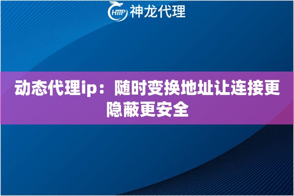 动态代理ip：随时变换地址让连接更隐蔽更安全