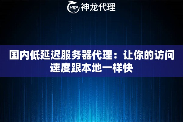 国内低延迟服务器代理：让你的访问速度跟本地一样快