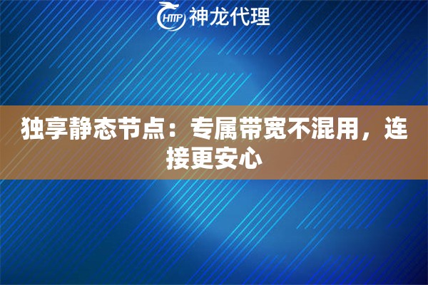 独享静态节点:专属带宽不混用,连接更安心 独享静态节点:专属带宽不混用,连接更安心