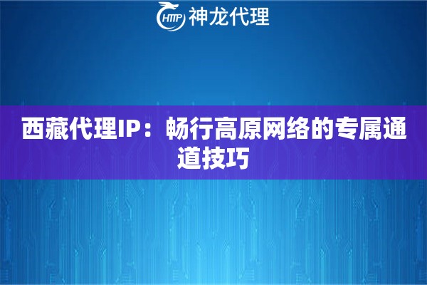西藏代理IP:畅行高原网络的专属通道技巧 西藏代理IP:畅行高原网络的专属通道技巧