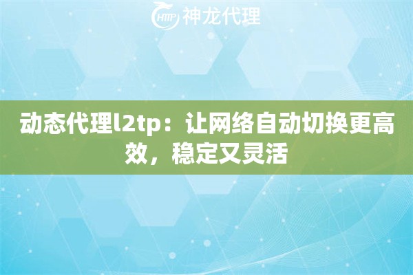 动态代理l2tp：让网络自动切换更高效，稳定又灵活