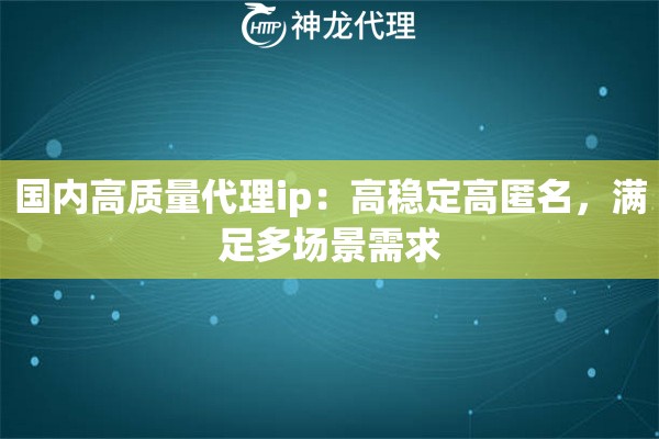 国内高质量代理ip：高稳定高匿名，满足多场景需求