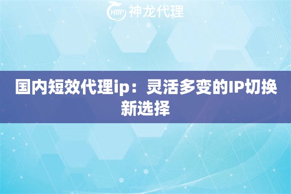 国内短效代理ip:灵活多变的IP切换新选择 国内短效代理ip:灵活多变的IP切换新选择