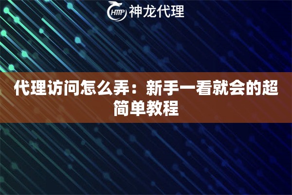 代理访问怎么弄：新手一看就会的超简单教程