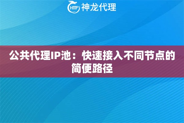 公共代理IP池:快速接入不同节点的简便路径 公共代理IP池:快速接入不同节点的简便路径
