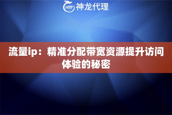 流量ip：精准分配带宽资源提升访问体验的秘密