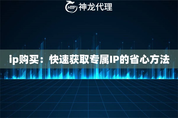 ip购买:快速获取专属IP的省心方法 ip购买:快速获取专属IP的省心方法