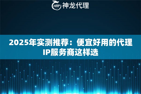 2025年实测推荐：便宜好用的代理IP服务商这样选