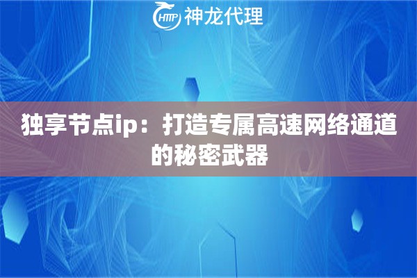 独享节点ip:打造专属高速网络通道的秘密武器 独享节点ip:打造专属高速网络通道的秘密武器