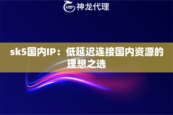 sk5国内IP：低延迟连接国内资源的理想之选