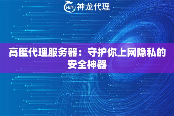 高匿代理服务器：守护你上网隐私的安全神器