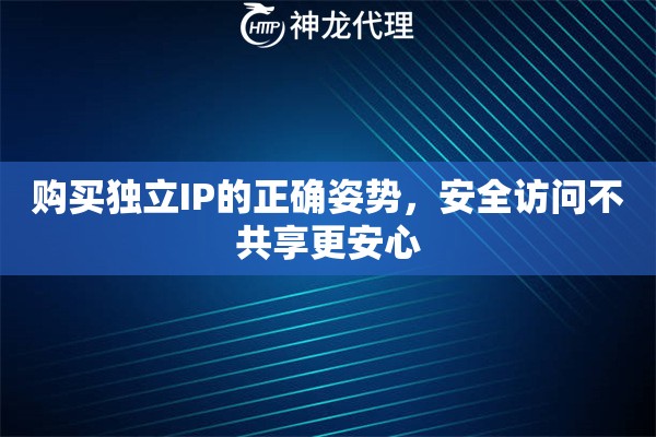 购买独立IP的正确姿势,安全访问不共享更安心 购买独立IP的正确姿势,安全访问不共享更安心