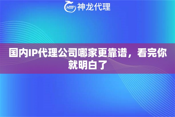 国内IP代理公司哪家更靠谱，看完你就明白了