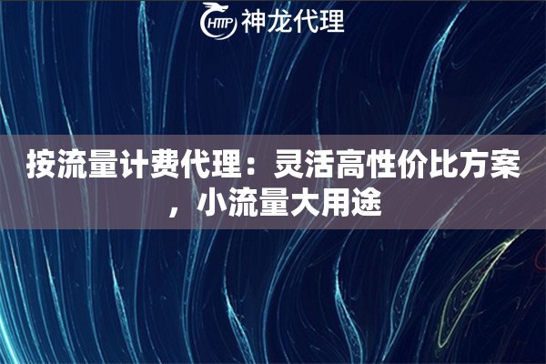 按流量计费代理：灵活高性价比方案，小流量大用途