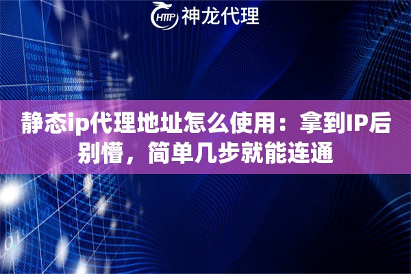 静态ip代理地址怎么使用：拿到IP后别懵，简单几步就能连通