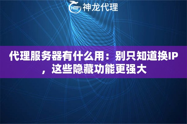 代理服务器有什么用：别只知道换IP，这些隐藏功能更强大