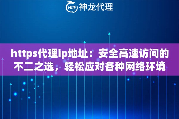 https代理ip地址：安全高速访问的不二之选，轻松应对各种网络环境