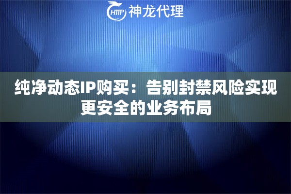 纯净动态IP购买：告别封禁风险实现更安全的业务布局