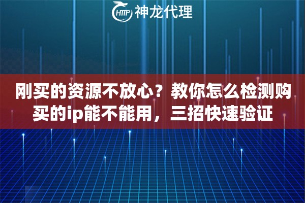 刚买的资源不放心？教你怎么检测购买的ip能不能用，三招快速验证