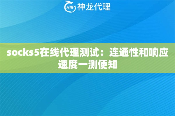 socks5在线代理测试：连通性和响应速度一测便知