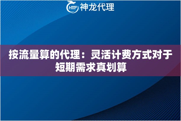 按流量算的代理：灵活计费方式对于短期需求真划算