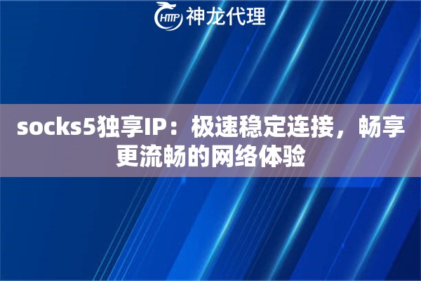 socks5独享IP：极速稳定连接，畅享更流畅的网络体验