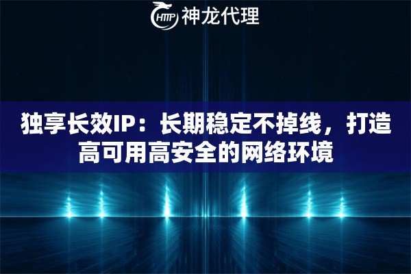 独享长效IP：长期稳定不掉线，打造高可用高安全的网络环境