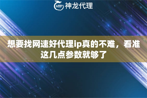 想要找网速好代理ip真的不难，看准这几点参数就够了