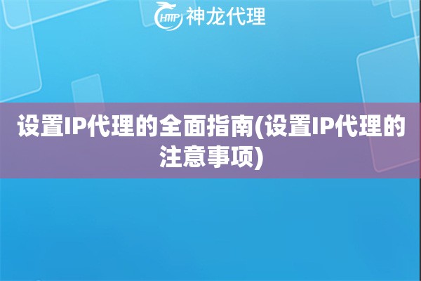 设置IP代理的全面指南(设置IP代理的注意事项)