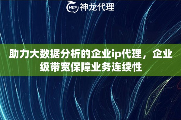 助力大数据分析的企业ip代理，企业级带宽保障业务连续性