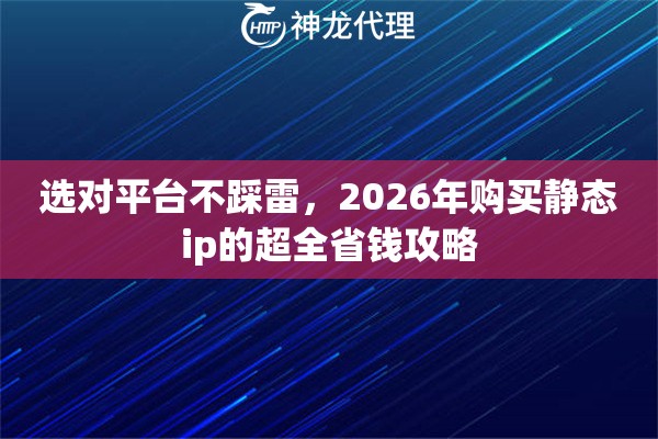 选对平台不踩雷，2026年购买静态ip的超全省钱攻略