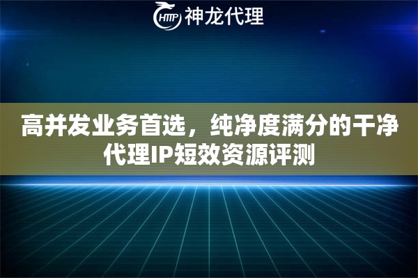 高并发业务首选，纯净度满分的干净代理IP短效资源评测