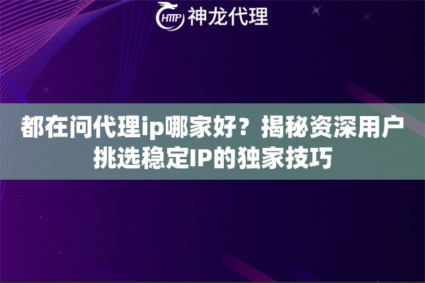 都在问代理ip哪家好？揭秘资深用户挑选稳定IP的独家技巧