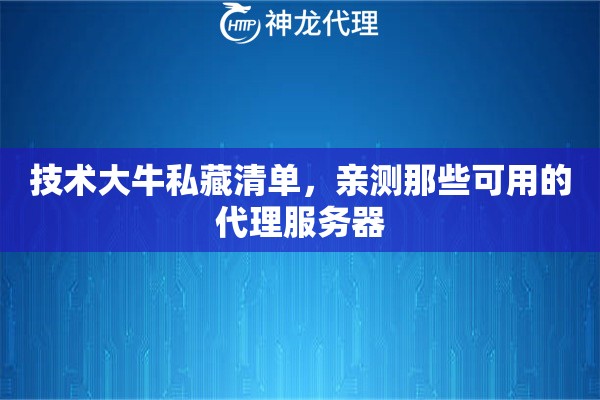技术大牛私藏清单，亲测那些可用的代理服务器