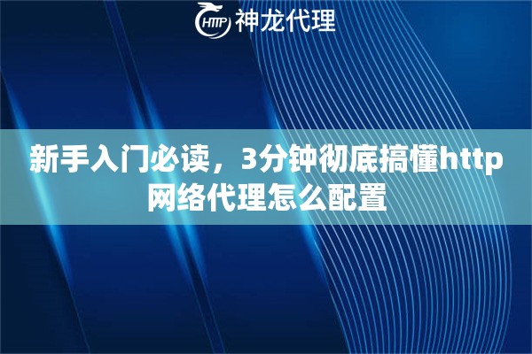 新手入门必读，3分钟彻底搞懂http网络代理怎么配置