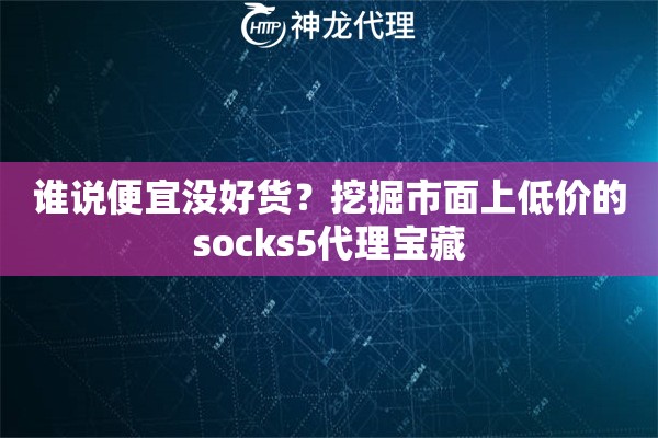 谁说便宜没好货？挖掘市面上低价的socks5代理宝藏