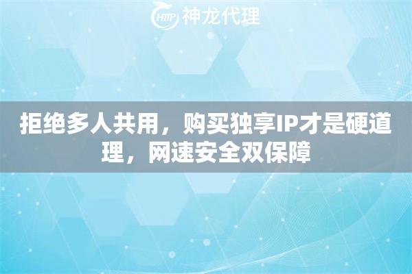 拒绝多人共用，购买独享IP才是硬道理，网速安全双保障