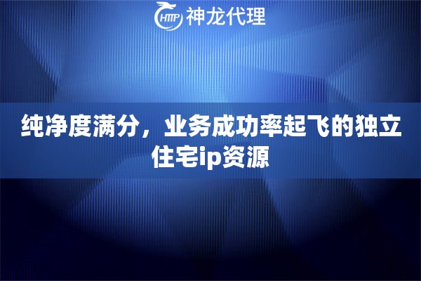 纯净度满分，业务成功率起飞的独立住宅ip资源