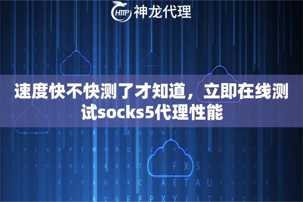 速度快不快测了才知道，立即在线测试socks5代理性能