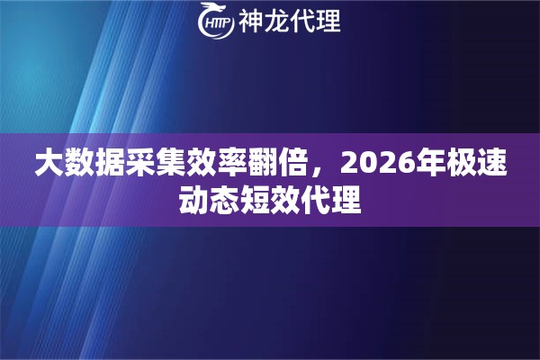 大数据采集效率翻倍，2026年极速动态短效代理