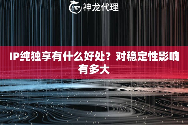 IP纯独享有什么好处？对稳定性影响有多大