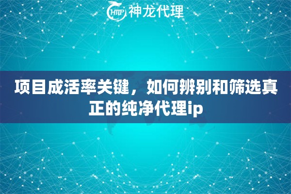 项目成活率关键，如何辨别和筛选真正的纯净代理ip