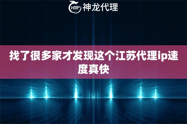 找了很多家才发现这个江苏代理ip速度真快
