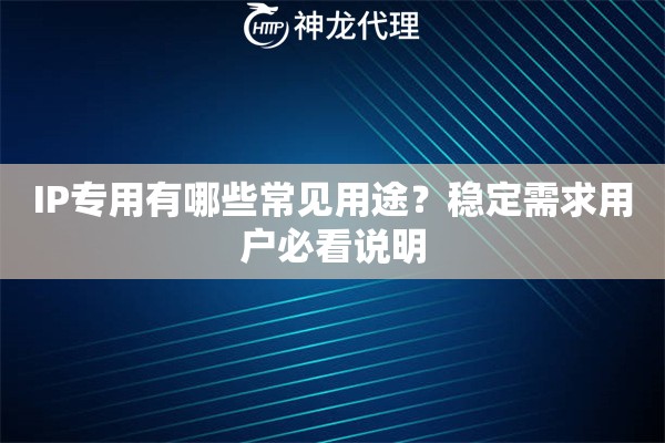 IP专用有哪些常见用途？稳定需求用户必看说明