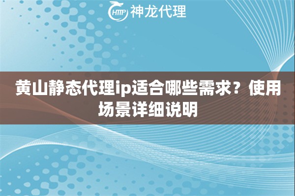 黄山静态代理ip适合哪些需求？使用场景详细说明